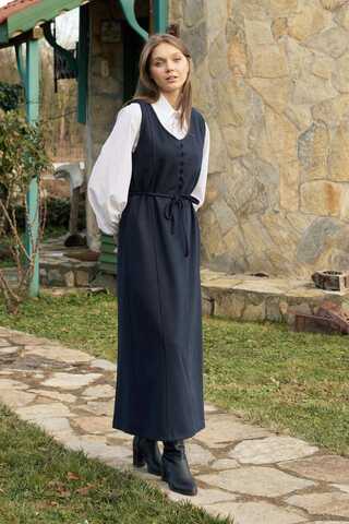 Round Neck Jumper Dress Navy - 9