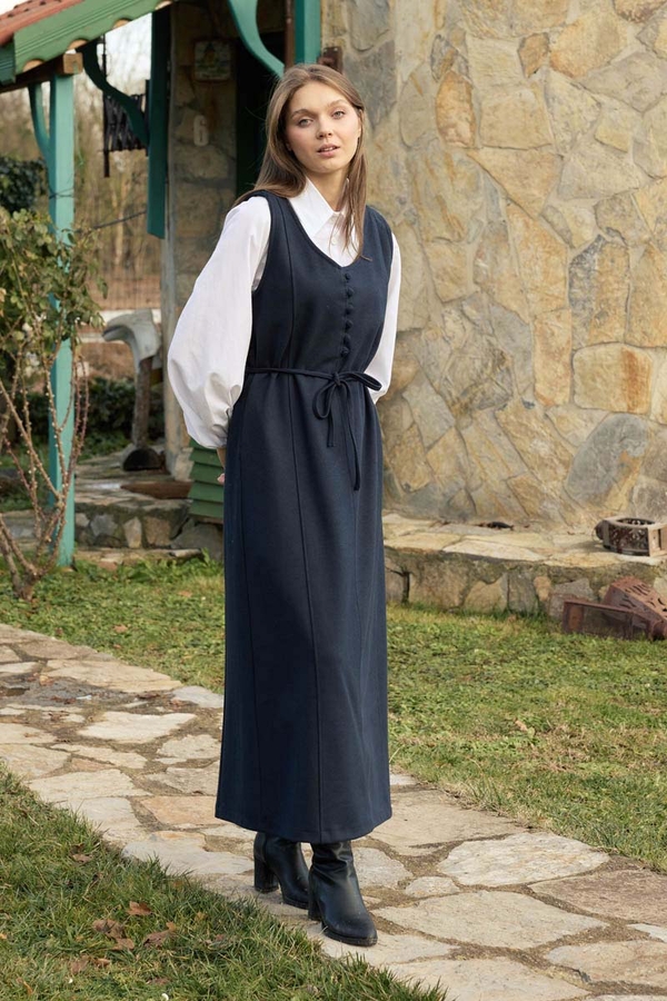 Round Neck Jumper Dress Navy - 9