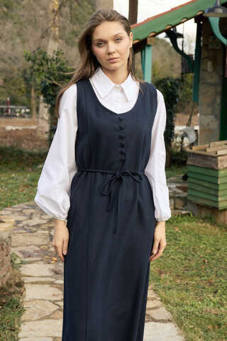 Round Neck Jumper Dress Navy - 10