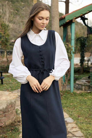 Round Neck Jumper Dress Navy - 11