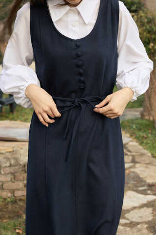 Round Neck Jumper Dress Navy - 12