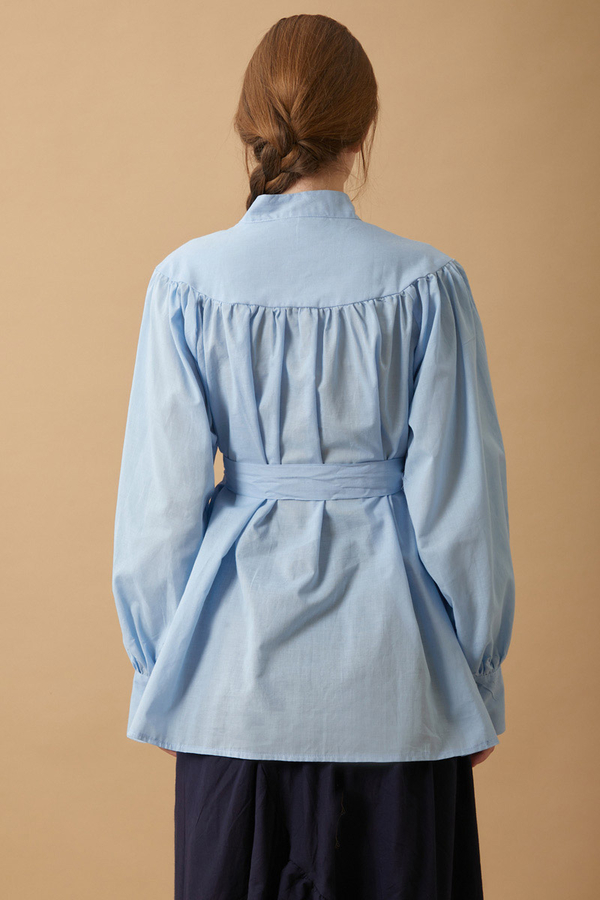 Roza Nervürlü Gömlek Bebe Mavisi - 8