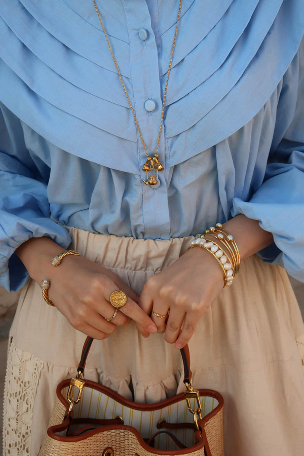 Roza Nervürlü Gömlek Bebe Mavisi - 3