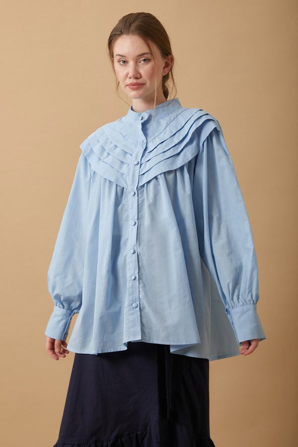 Roza Nervürlü Gömlek Bebe Mavisi - 4