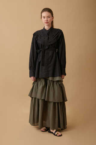 Roza Pin Tucked Shirt Black  - 2