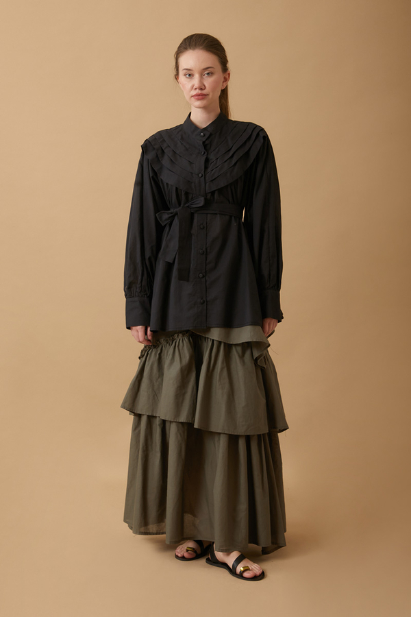 Roza Pin Tucked Shirt Black  - 2