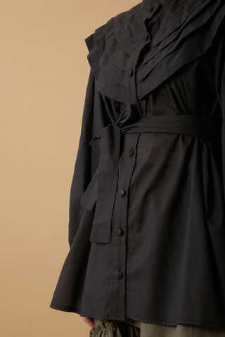 Roza Pin Tucked Shirt Black  - 5