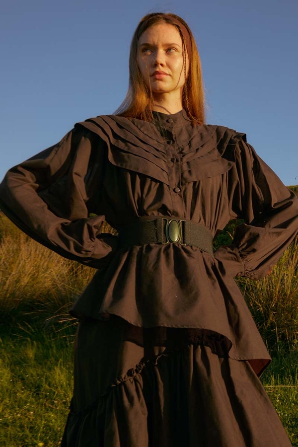 Roza Nervürlü Gömlek Kahverengi - 6