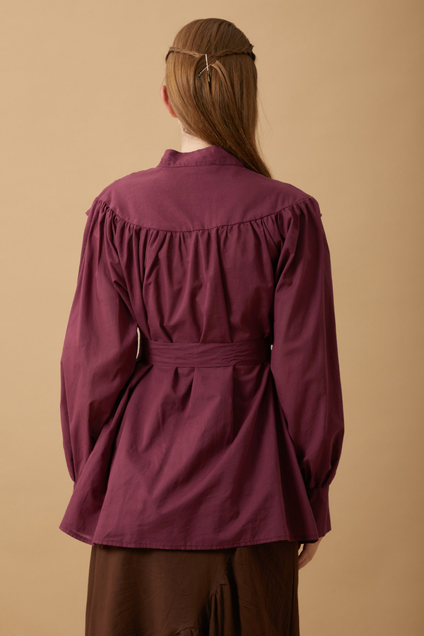 Roza Pin Tucked Shirt Burgundy  - 6