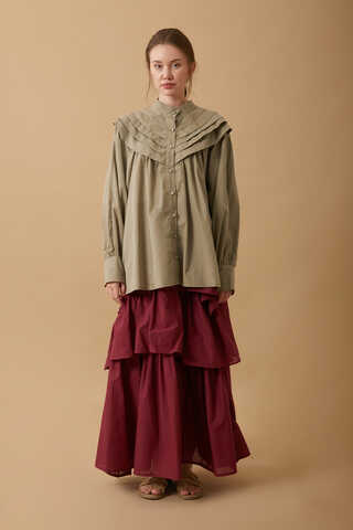 Roza Pin Tucked Shirt Stone - 1