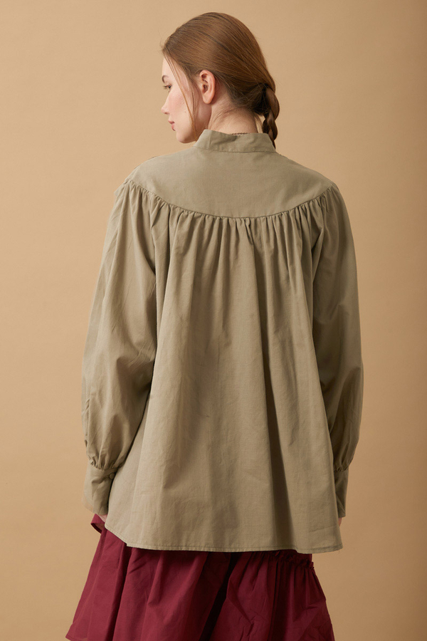 Roza Pin Tucked Shirt Stone - 5
