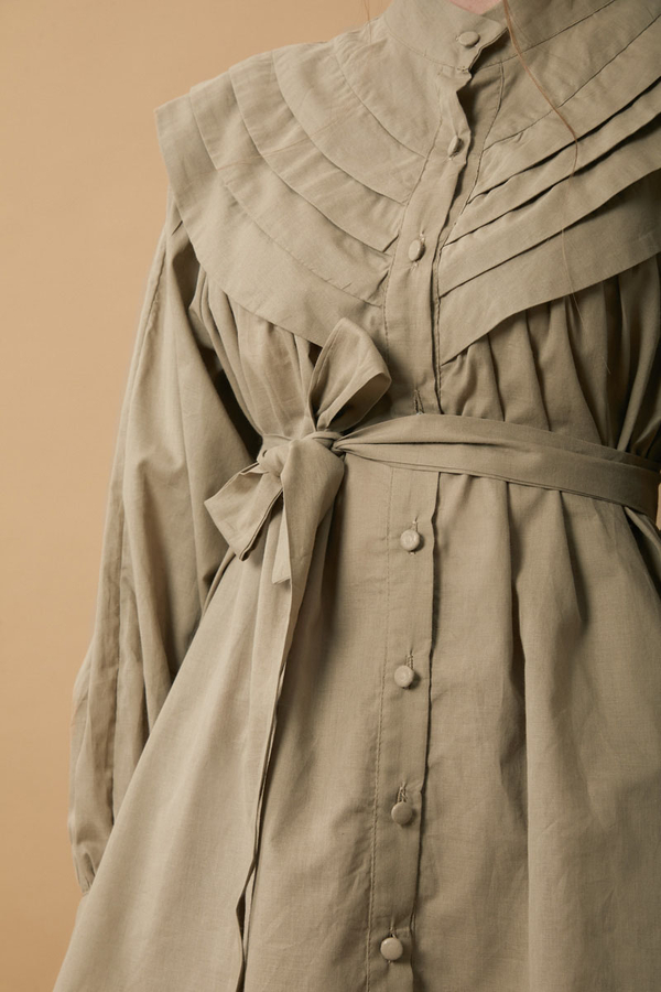 Roza Pin Tucked Shirt Stone - 4