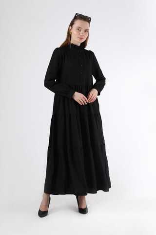 Frill Collar Dress Black - 1