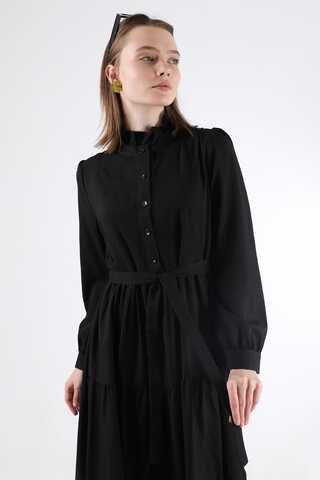 Frill Collar Dress Black - 2