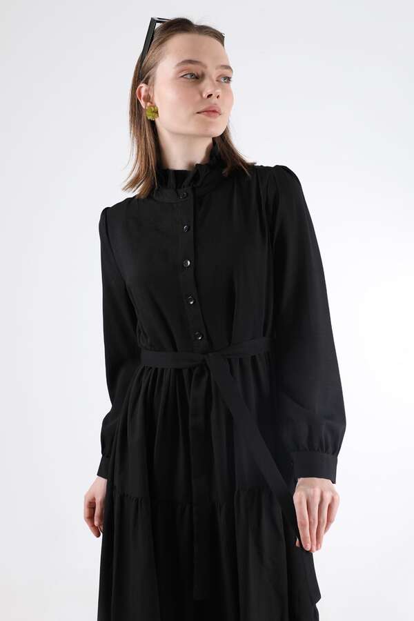 Frill Collar Dress Black - 2