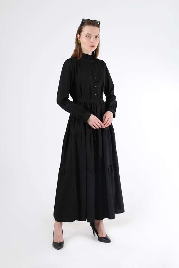 Frill Collar Dress Black - 3