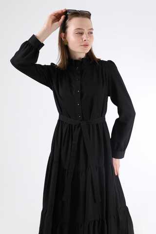 Frill Collar Dress Black - 4