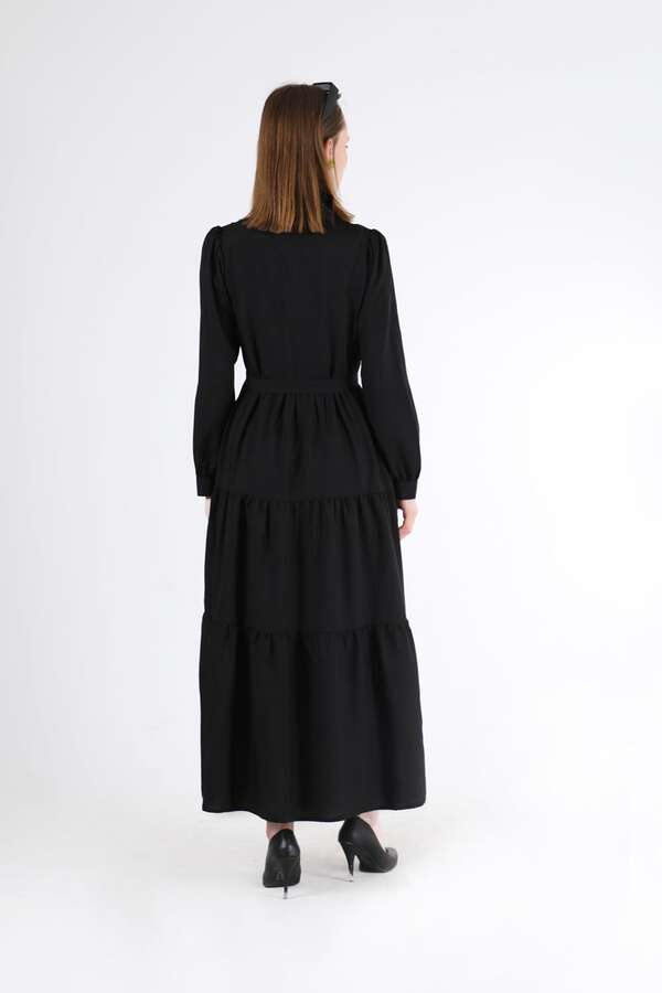 Frill Collar Dress Black - 5