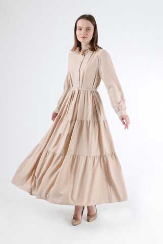 Frill Collar Dress Mink - 1