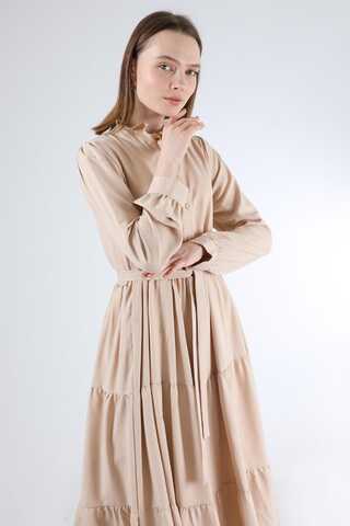 Frill Collar Dress Mink - 2
