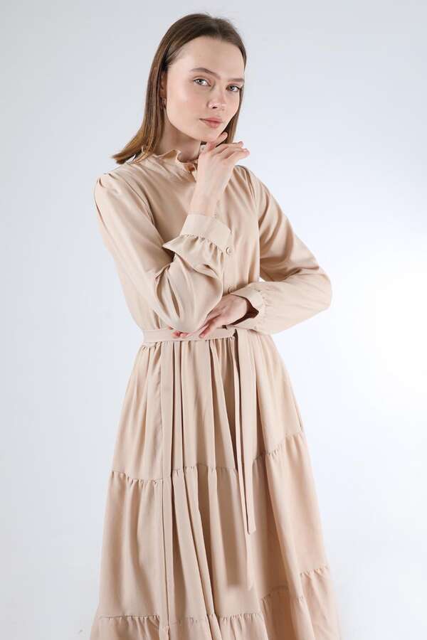 Frill Collar Dress Mink - 2