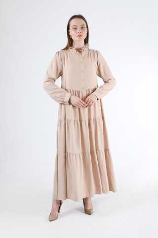 Frill Collar Dress Mink - 3