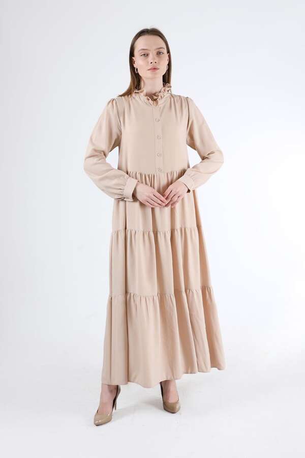 Frill Collar Dress Mink - 3