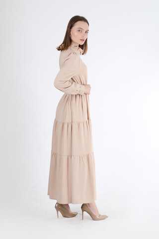 Frill Collar Dress Mink - 5