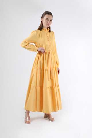 Frill Collar Dress Yellow - 3