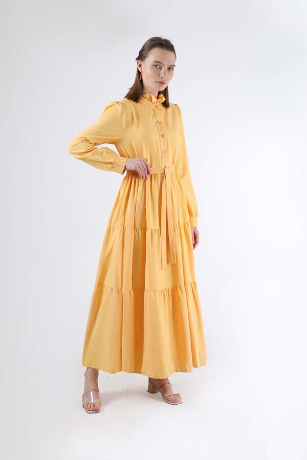 Frill Collar Dress Yellow - 3