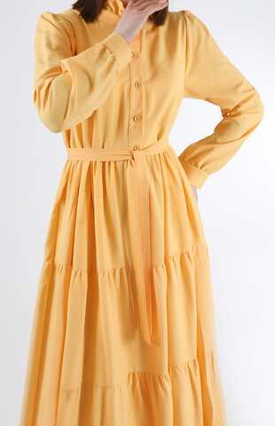 Frill Collar Dress Yellow - 4