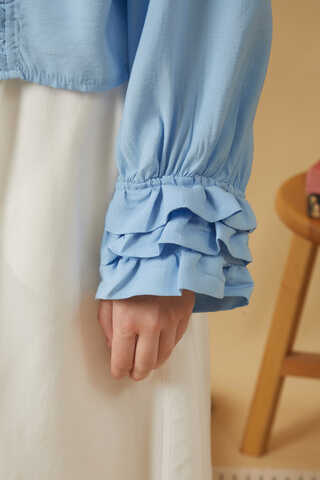 Ruffle Detail Blouse Baby Blue - 6
