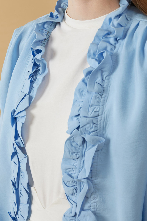Ruffle Detail Blouse Baby Blue - 7