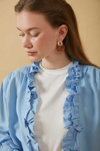 Ruffle Detail Blouse Baby Blue - 8