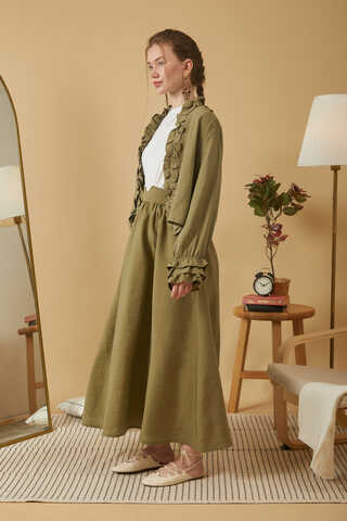 Ruffle Detail Blouse Khaki - 2