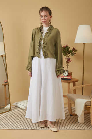 Ruffle Detail Blouse Khaki - 3