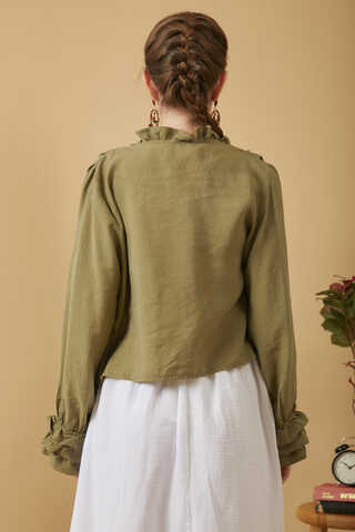 Ruffle Detail Blouse Khaki - 8