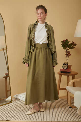 Ruffle Detail Blouse Khaki - 12