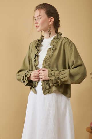 Ruffle Detail Blouse Khaki - 6