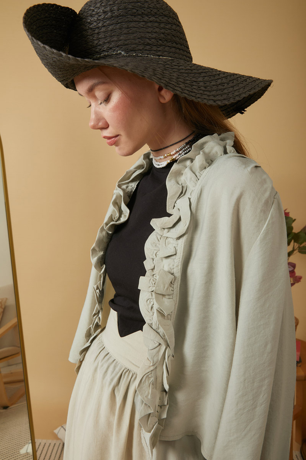 Ruffle Detail Blouse Stone - 2