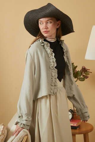 Ruffle Detail Blouse Stone - 1