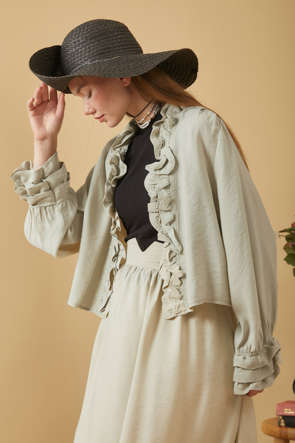 Ruffle Detail Blouse Stone - 4