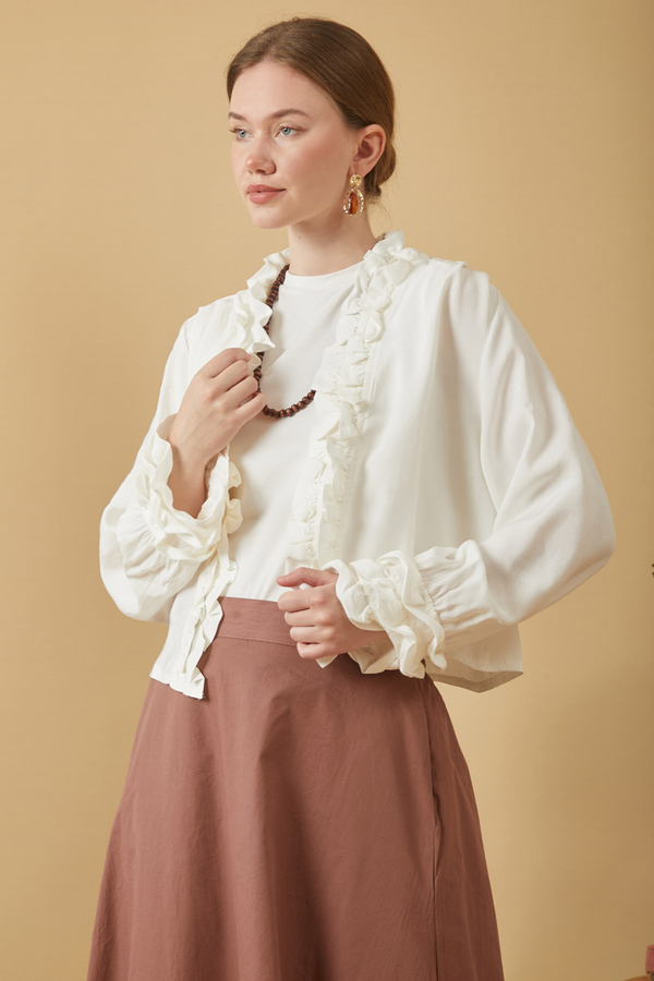 Ruffle Detail Blouse White - 6
