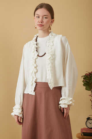 Ruffle Detail Blouse White - 4