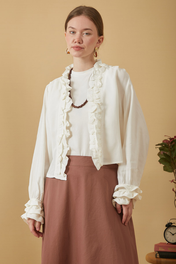 Ruffle Detail Blouse White - 4