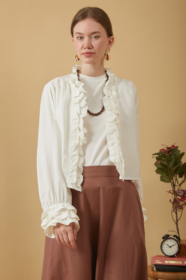 Ruffle Detail Blouse White - 1