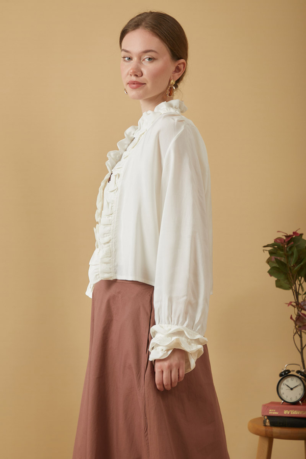 Ruffle Detail Blouse White - 5