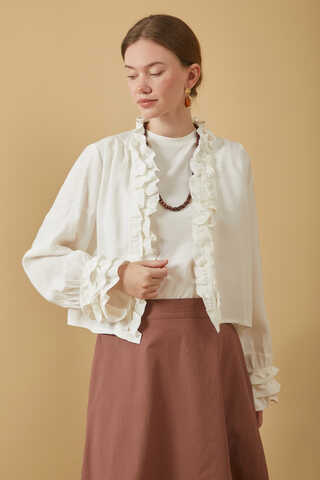 Ruffle Detail Blouse White - 7