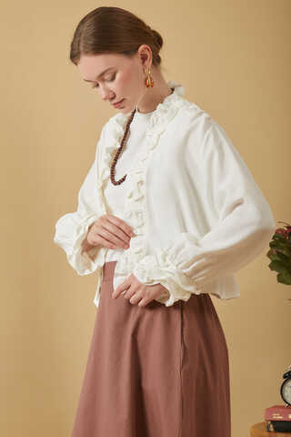 Ruffle Detail Blouse White - 8