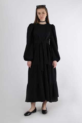 Ruffle Detailed Dress Black - 1